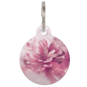Pink Shiny Metallic Blume personalisieren Haustiermarke