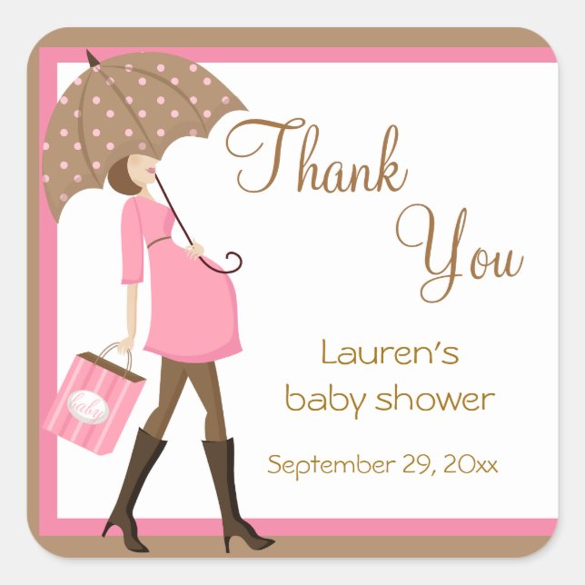 Pink Shopper Baby Shower Stickers (Vorderseite)
