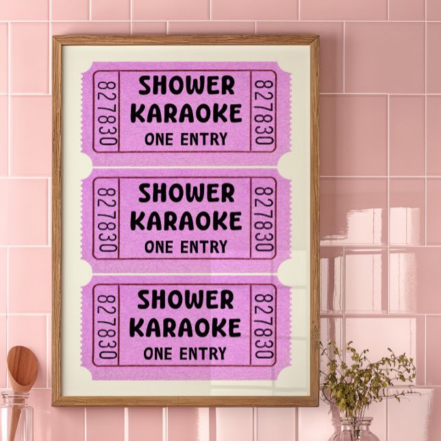 Pink-Shower-Karaoke-Ticket-Plakat Poster (Von Creator hochgeladen)