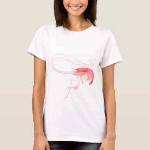 Pink Shrimp Benutzerdefinierter Text T-Shirt