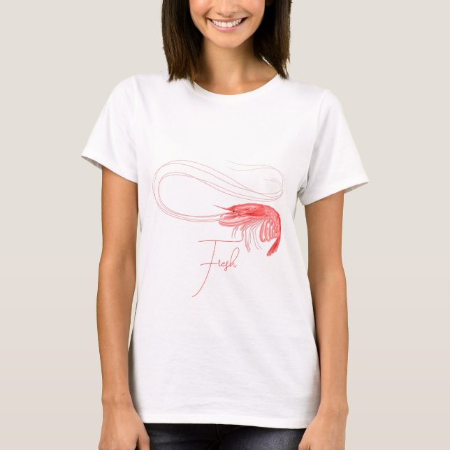 Pink Shrimp Benutzerdefinierter Text T-Shirt (Vorderseite)