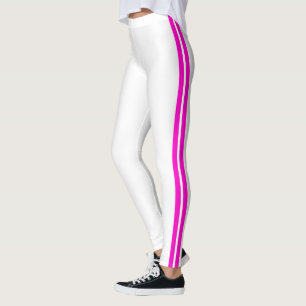 Pink Side Stripe Weiße Leggings - Ihre Farben