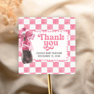 Pink Sie ist bereit, Baby Shower zu platzen Quadratischer Aufkleber
