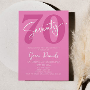 Pink Siebzigste Geburtstagsparty Einladung