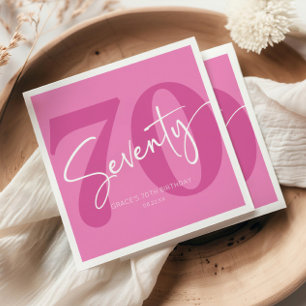 Pink Siebzigste Geburtstagsparty Serviette