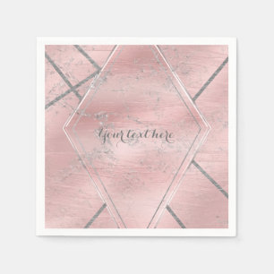 Pink & Silber Satin Glanz Glamour Designer-Party Serviette