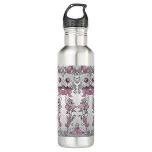 Pink Silber Weiße Floral Wasser Flasche Edelstahlflasche