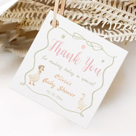 Pink Silly Goose Baby Shower Thank You Geschenkanhänger