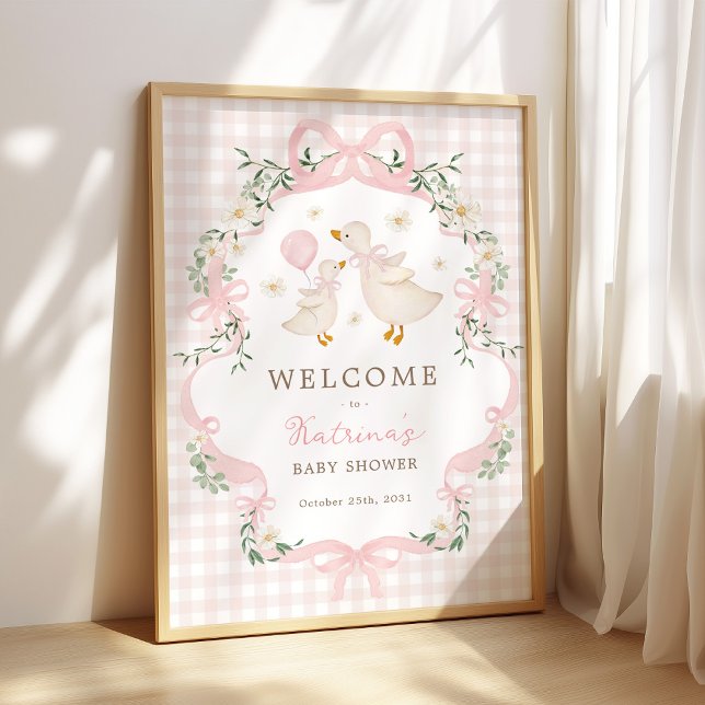 Pink Silly Goose Coquette Bow Baby Shower Welcome Poster (Von Creator hochgeladen)