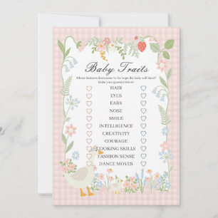 Pink Silly Goose Floral Gingham Baby Traits Spiel Einladung