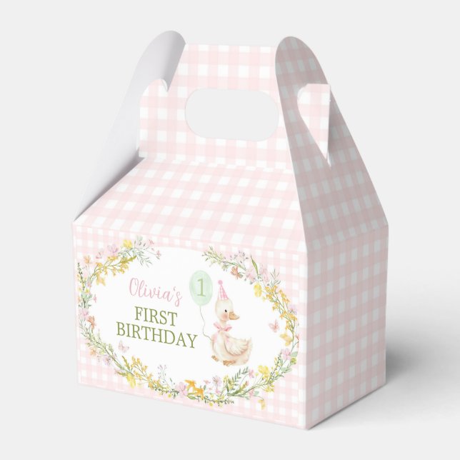 Pink Silly Goose Floral Girl Birthday Favor Boxes Geschenkschachtel (Vorderseite)