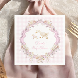 Pink Silly Goose Wildflower Girl Baby Shower Serviette