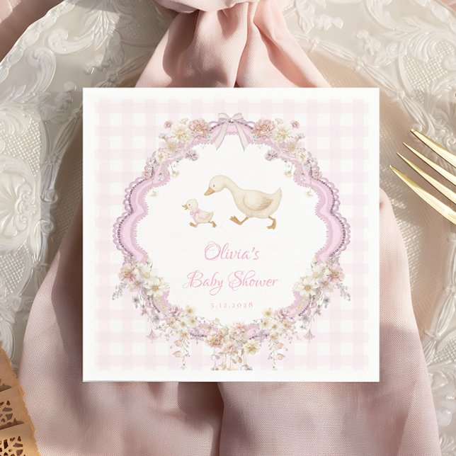 Pink Silly Goose Wildflower Girl Baby Shower Serviette (Von Creator hochgeladen)