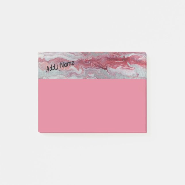 Pink Silver Abstrakt Personalisieren Post it Notes Post-it Klebezettel (Vorderseite)