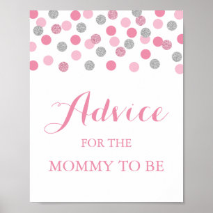 Pink Silver Baby Duschbeilage für Mommy Sign Poster