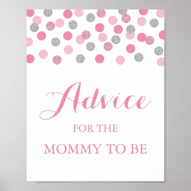 Pink Silver Baby Duschbeilage für Mommy Sign Poster (Vorne)