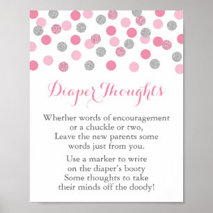 Pink Silver Baby Dusche Windeln Gedanken Spielzeic Poster