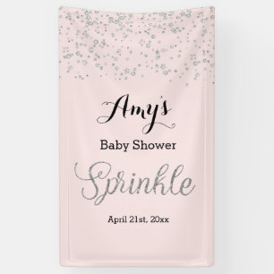 Pink Silver Baby Sprinkle Baby Duschbanner Banner