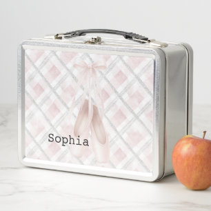 Pink Silver Ballet Shoes Metall Brotdose