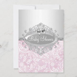 Pink & Silver Blume Kinderdusche Einladung