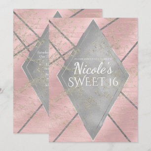 Pink Silver Diamond Glam Sweet 16 JEDES EVENT Part Einladung