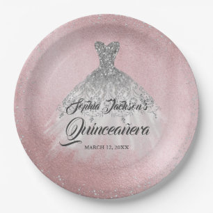 Pink Silver Diamond Sparkle Gown Quinceanera Pappteller