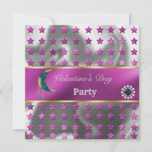 PInk Silver Foil Gold Glitzer Blue Moon Valentine Einladung