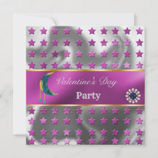PInk Silver Foil Gold Glitzer Blue Moon Valentine Einladung