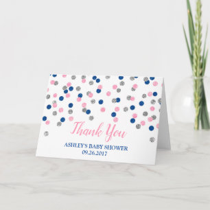 Pink Silver Gender Reveal Baby Dusche Vielen Dank Dankeskarte