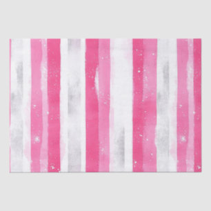 Pink Silver Glam Abstrakt Streifen Geburtstag Seidenpapier