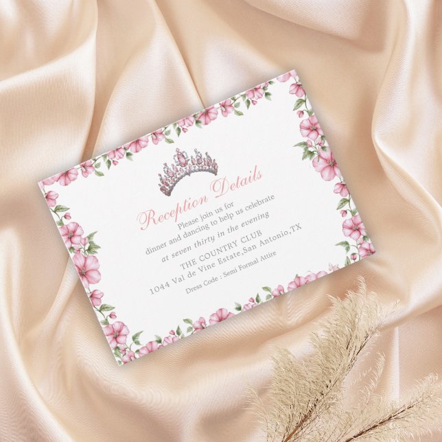 Pink Silver Mis Quince Glitter Quinceañera Begleitkarte (Von Creator hochgeladen)