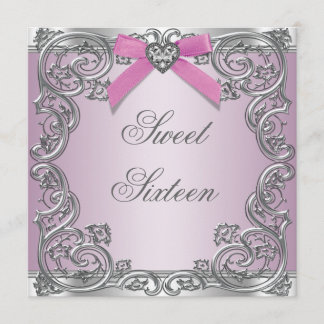 Pink Silver Pink Sweet 16 Geburtstagsparty Einladung