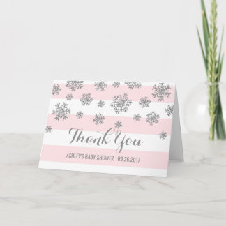 Pink Silver Snowflakes Babydusche Danke
