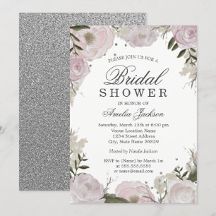 Pink Silver Sparkle Brautparty Einladung
