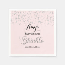 Pink Silver Sprinkle Babydusche Napkin
