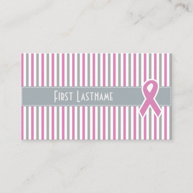 Pink & Silver Strips benutzerdefinierte Visitenkar Visitenkarte (Vorderseite)