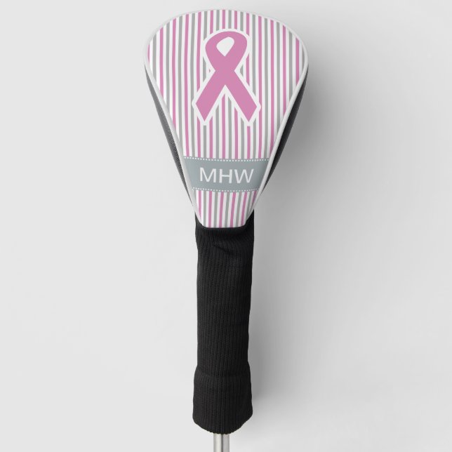 Pink & Silver Strips, kundenspezifische Abdeckung  Golf Headcover (Vorderseite)