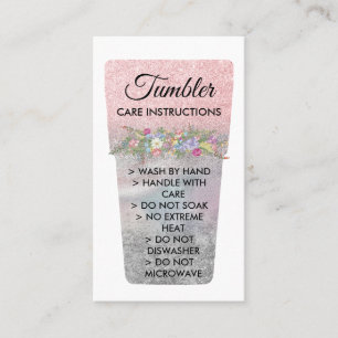 Pink Silver Vinyl Print Tumbler Care Instructions Telefonnummerkarte