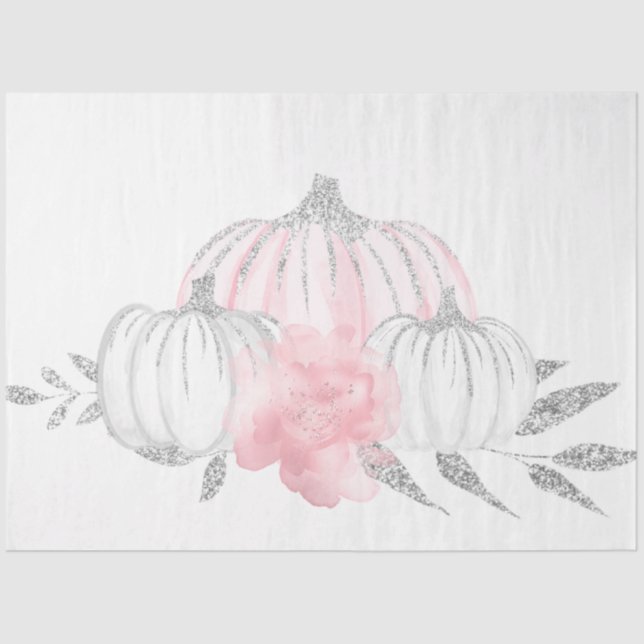 Pink & Silver Wasserfarbe Pumpkin Serie Design 12 Seidenpapier (Vorderseite)