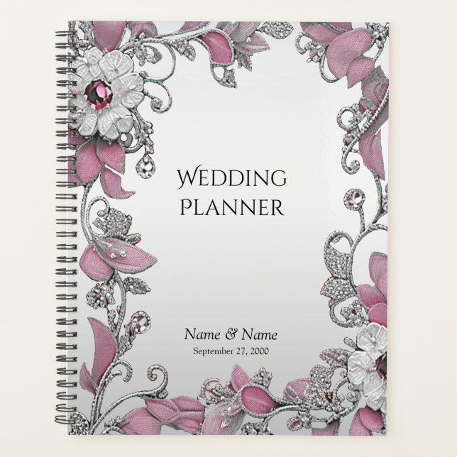 Pink Silver White Floral Plane Planer (Vorderseite)