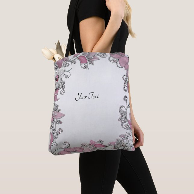 Pink Silver White Floral Toe Beutel (Von Nahem)
