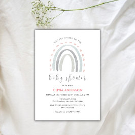 Pink Simple Boho Rainbow Girl Baby Dusche Einladung