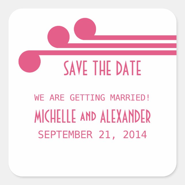Pink Simple Deko Chic Save the Date Stickers (Vorderseite)