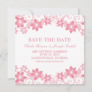Pink Simple Floral Save the Date laden Einladung