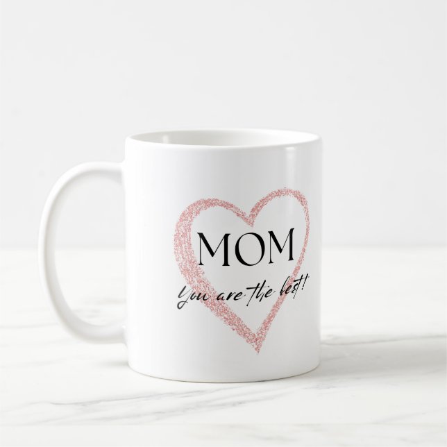 Pink Simple Heart Best Mama Mother Day Kaffeetasse (Links)