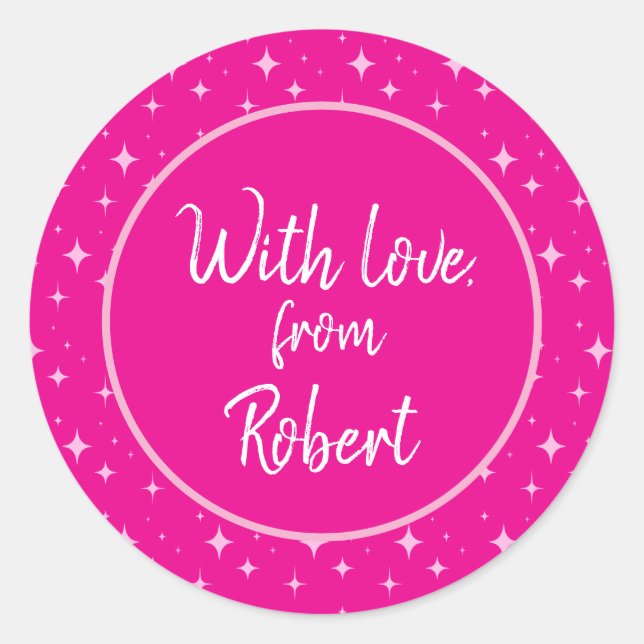 Pink Simple Minimalistic Runder Aufkleber (Vorderseite)