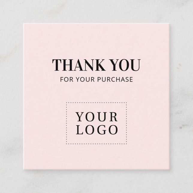 Pink Simple Modern Danke Business Cards Quadratische Visitenkarte (Vorderseite)