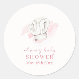 Pink Simple Modern Little Koch Baby Dusche Runder Aufkleber