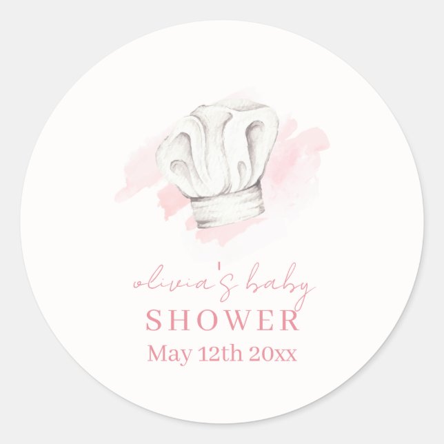 Pink Simple Modern Little Koch Baby Dusche Runder Aufkleber (Vorderseite)