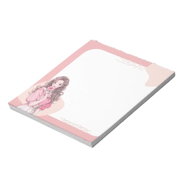 Pink Simple Niedlich Anime Boho Notepad Notizblock (Rotiert)